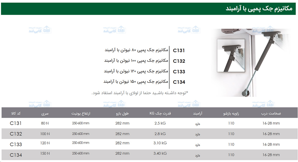 مکانیزم جک پمپی با آرامبند فانتونی C131 تا C134