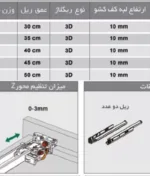 مشخصات ریل باتم مانت (مخفی) 40kg سینکرونایز فول با قفل 3D فانتونی عمق ۳۰ تا ۵۰ کد B216 تا B220