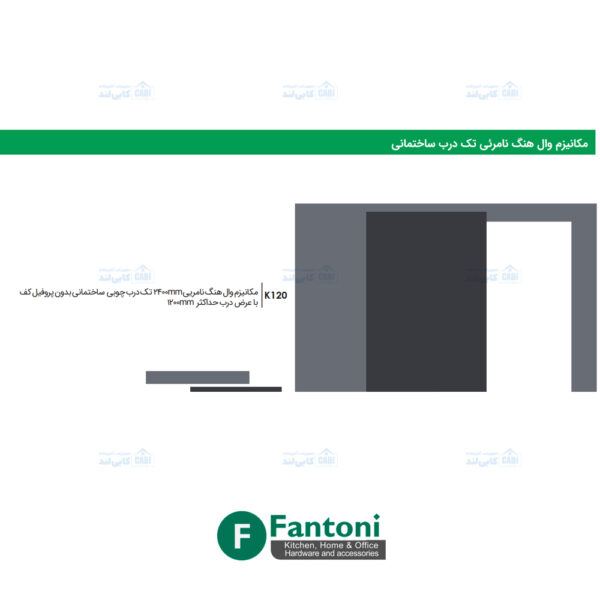 مکانیزم وال هنگ نامرئی 2400mm تک درب چوبی ساختمانی فانتونی K120