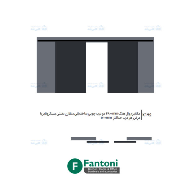 مکانیزم وال هنگ دو درب چوبی ساختمانی متقارن دستی سینکرونایز فانتونی K192