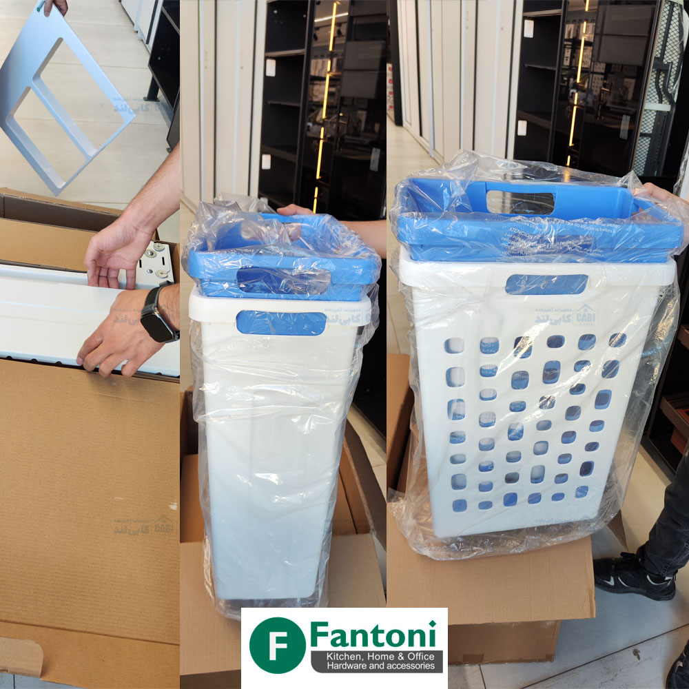 سطل توکار ریلی رخت چرک لاندری Fantoni جهت یونیت عرض 600mm فانتونی Q060