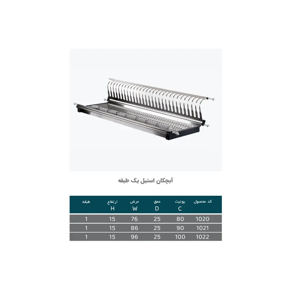 آبچکان استیل یک طبقه پلاتین